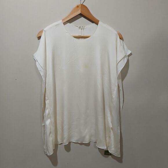 LILYSILK Shirt Womens XL White 100% Mulberry Silk Sleeveless Blouse Top Flaw - Picture 10 of 10